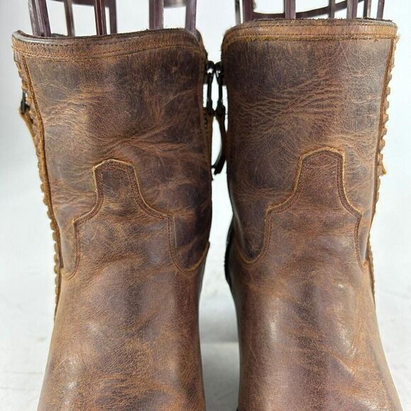 Lane Women's Layten Western Booties US 7 Round Toe Brown Double Zip Short Boots - Picture 9 of 12